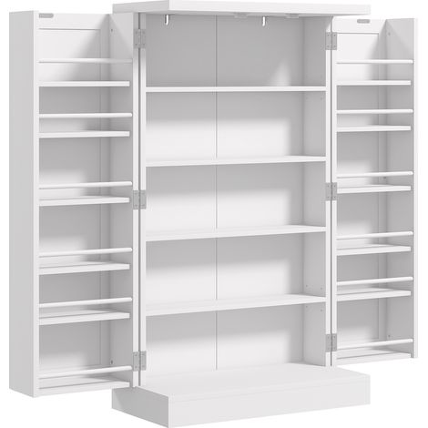 Armoire de cuisine 2 portes, garde-manger 5+12 tablettes, rangement 60x30x104 cm, blanc.