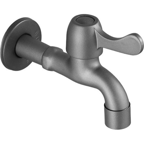 Robinet mitigeur de jardin noir gris mat pour machine à laver, robinet mural pour salle de bain/serpillière, robinet de toilette à robinet simple d'eau froide (couleur : A Long)