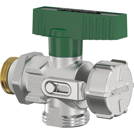 Simplex Rubinetto a sfera KFE G1/2a con filettatura esterna con approvazione DVGW per acqua potabile, senza raccordo per tubo, angolo, F10669 (1/3)