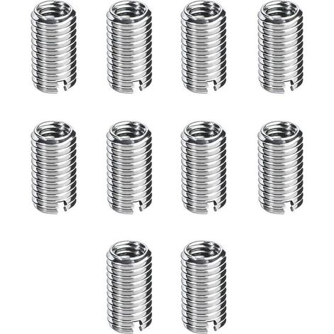 10 Pièces Insert Fileté M8/M10, Insert de Filetage Autotaraudeur, Écrous à Visser M8 x 1,25 mm Femelle, M10 x 1,5 mm Mâle, 12mm Long, Kit de Réparation de Filetage pour Maintenance Matérielle (1/4)