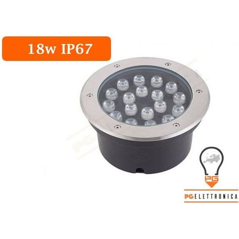 FARETTO SEGNAPASSO CALPESTABILE LED DA INTERRAMENTO 18 WATT SMD POWER LED IP67 - Colore Luce:Bianco Caldo