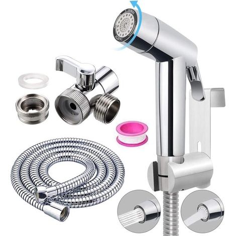 Juego de toallitas húmedas para bebés con pulverizador, fabricado en material ABS cromado, con conector para grifo y gancho, que se puede instalar en el inodoro o en la pared.