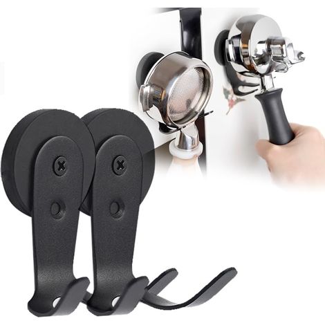 Magnetische Haken für Kaffeemaschinengriffe, Organizer für Espressozubehör, robuste runde Magnethaken, schwarze Magnethaken, kompatibel mit Breville/Rancilio etc. (Schwarz, 2er-Set)