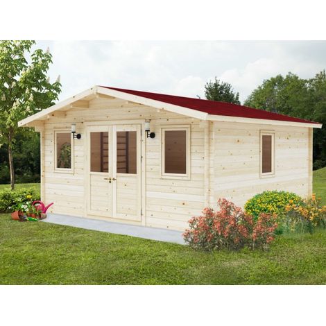Casetta in legno non trattato LAVINIA cm. 500x500 con Pavimento costruzione tipo blockhouse (1/4)