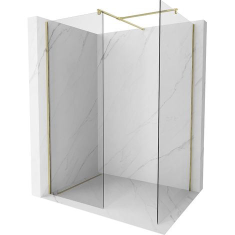 Mexen Kioto Duschwand Walk-in 110 x 110 cm, transparent, gold - 800-110-202-50-00-110