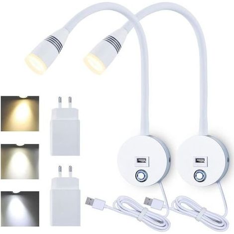 Liseuse Murale Flexible avec USB, avec caractéristiques : Lampe, 2PACK, Applique, 3W (1/5)
