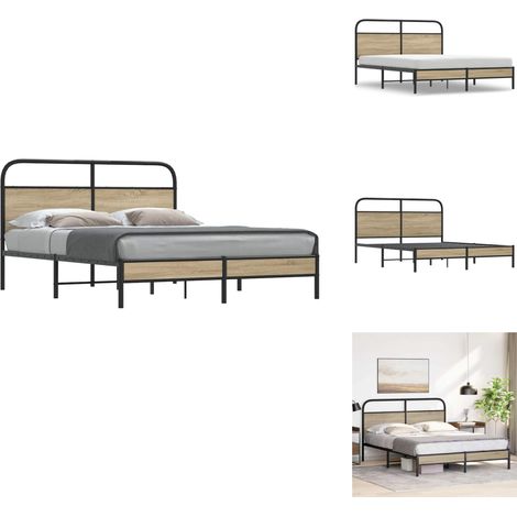 Cadre de lit sans matelas 150x200 cm chêne fumé bois ingénierie - Cadre De Lit - Cadres De Lit - Meuble De Chambre À Coucher - Lit (1/5)