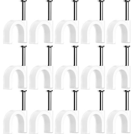 100 Pièces Cavalier Cable Electrique,Fixation Cable Electrique,Attache Fil Electrique,Attache Cable Mural,Clips de Cable (6mm) (1/5)