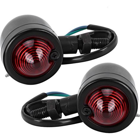 Clignotant Moto Rouge Feu Indicateur de Virage Lampe d'Accessoire de Modification (Noir) (1/5)