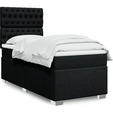 Boxspringbett mit Matratze Schwarz 80x200 cm Stoff