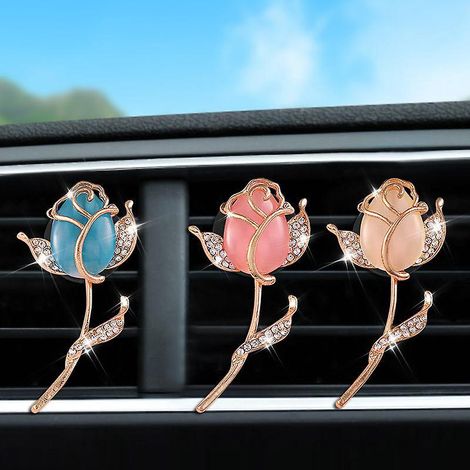 lot De 3 Clips De Ventilation Pour Climatisation De Voiture(fleurs Roses), Clips D'aration Pour Voitures, Clips Pour Grille D'aration De Voiture A (1/5)