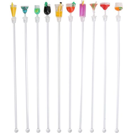 10 Bâtonnets Mélangeurs Cocktail en Acrylique Mignons - Accessoires Bar