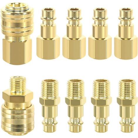 10 piezas de conectores rápidos BSP de 1/4" para compresores neumáticos - Accesorios neumáticos para herramientas y compresores (1/5)