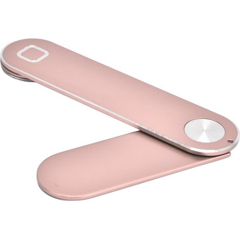 Laptop-Handyhalterung, verstellbar, tragbar, aus Aluminium, mit Clip, Handyhalterung für Monitor und Laptop, für Homeoffice, Roségold (1/5)