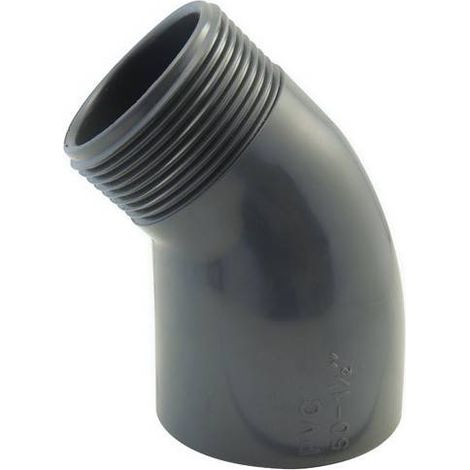 Coude mixte à visser et à coller 45° femelle / male en PVC Ø A: 63mm Ø B: 2'' (1/3)