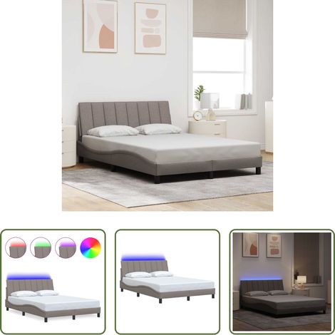 vidaXL LED-Beleuchtung - Bettgestell ohne Matratze "Hanko" Taupe 120x200 cm Stoff (1/5)