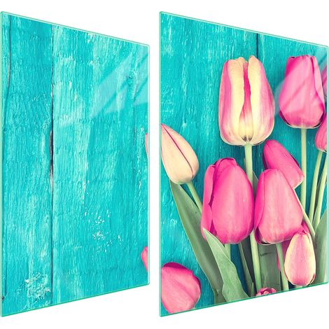 PLACA PROTECTORA DE VIDRIO PARA ESTUFA 70x52 TULIPANES (1/5)