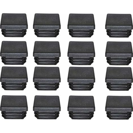 Bouchon Plastique 40x40mm Embout Tube Carre Noir Plastique Embout Bouchons D'obturation pour Pieds de Meuble Trampoline 16PCS (1/5)