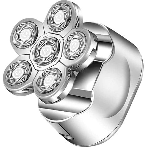 Rasoir électrique 6 en 1 pour crâne rasé, rasoir rotatif, utilisable sur peau sèche ou humide, sans fil, kit de rasage rechargeable par USB (1/3)