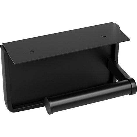 Lot porte-rouleau mural adhésif métal, étagère multifonction gain de place, support papier toilette avec range-téléphone, fixation sans perçage (1/5)