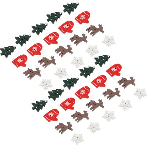 100 dekorative Rentier- und Schneeflocken-Holzchips für die weihnachtliche Heimdekoration, glatte und leichte Oberfläche, klassisches Weihnachtsmotiv (1/5)