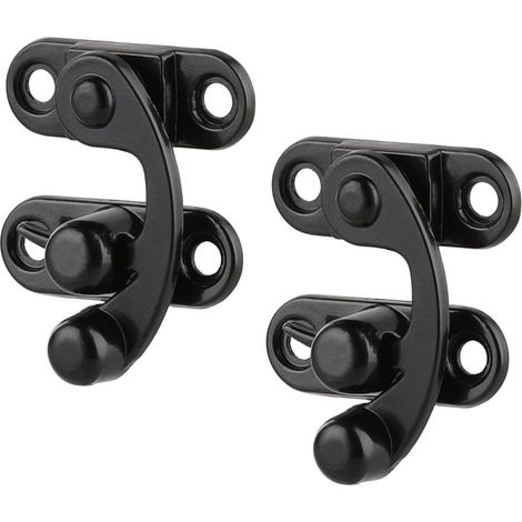 Set mit 2 Vintage-Schnellverschlusshaken mit Schrauben – Gerade Verschlusshaken – Für kleine Holzkästchen, Schmuckkästchen, Weinkisten, schwarz (1/5)