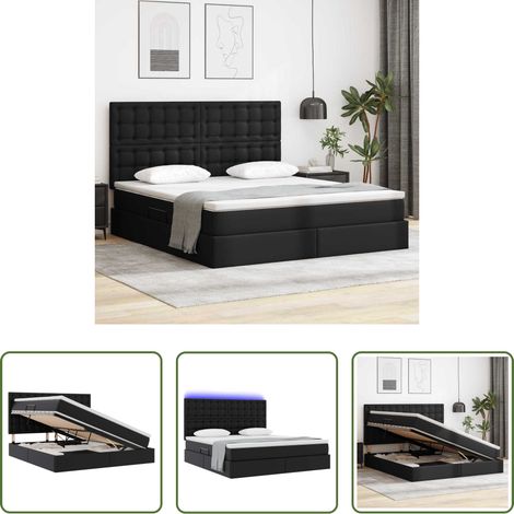 vidaXL LED-Bett -  Bett mit Stauraum und LED Schwarz 160 x 200 cm Kunstleder (1/5)