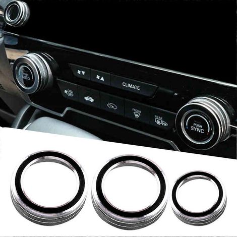 Lot de 3 anneaux décoratifs pour boutons de commande de climatisation de voiture, en alliage d'aluminium noir, compatibles avec Honda CR-V 2017, 2018, 2019 et 2020 (1/5)