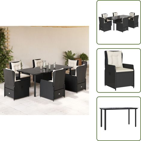 Cuscini da giardino - vidaXL Set da Pranzo da Giardino 7 pz Nero con Cuscini in Polyrattan - Poltrone da giardino