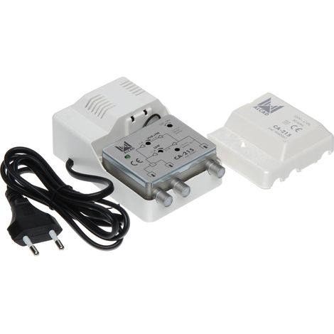 Amplificatore antenna a banda larga splitter 2 TV IP20 12V Alcad CA-215 (1/2)