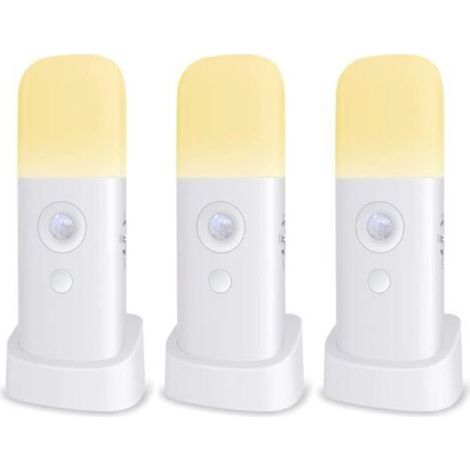 Veilleuse Enfant, Lampe Détecteur de Mouvement, Luminosité Ajustable,Portable, Rechargeable, pour chambre à coucher, chambre d'enfant, et salon (3-PACK)