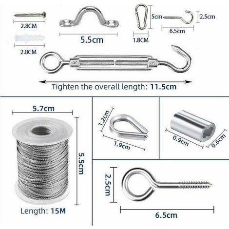 Corde à suspendre en acier inoxydable Corde en acier inoxydable Corde pour vêtements d'extérieur Corde métallique pour extérieur Corde pour vêtements d'extérieur (30 m) (1/4)