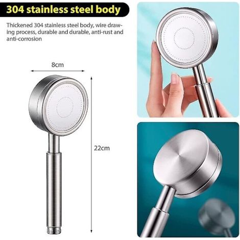 Water-saving, high-pressure hand shower made of 304 stainless steel with a filtration system, ideal for bathtubs and showers. - AquaForge (1/2)