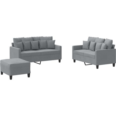 Maison Exclusive - Set di Divani 3 pz con Cuscini Grigio Chiaro in Tessuto