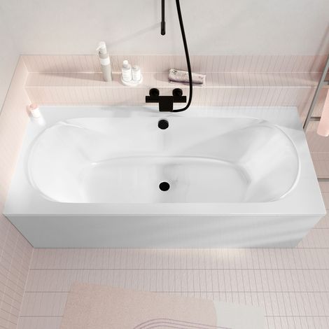 Bañera rectangular doble 170x75x54cm - Acrílico y ABS blanco brillante