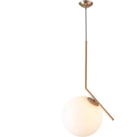 ZOLGINAH Moderne Salon, Luminaire Suspension Circulaire, Abat-Jour en Verre et Support en Métal, E27 Laiton Suspension Luminaire pour le Salon Chambre à Coucher Restaurant, Ampoule Non Incluse, 20CM (1/5)