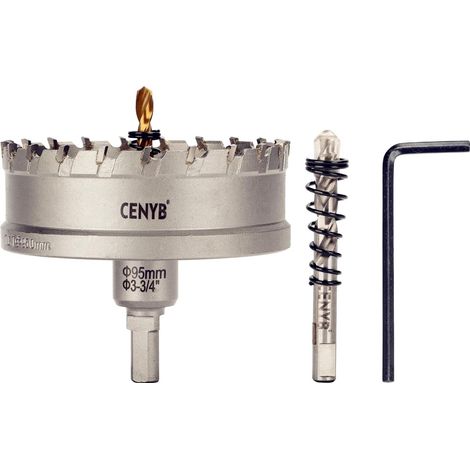 Metal Hole Saw 3-3/4 Inch (95mm) Tungsten Carbide Tipped with 2 Titanium Pilot Drills - Ideal for Hard Metals, Stainless Steel, Iron, Aluminium Alloy, Wood and Plastic (1/5)