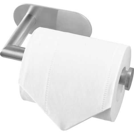 Selbstklebender Toilettenpapierhalter aus gebürstetem, silberfarbenem Stahl, Toilettenpapierrollenhalter ohne Halterung für Bad und Küche (1/5)