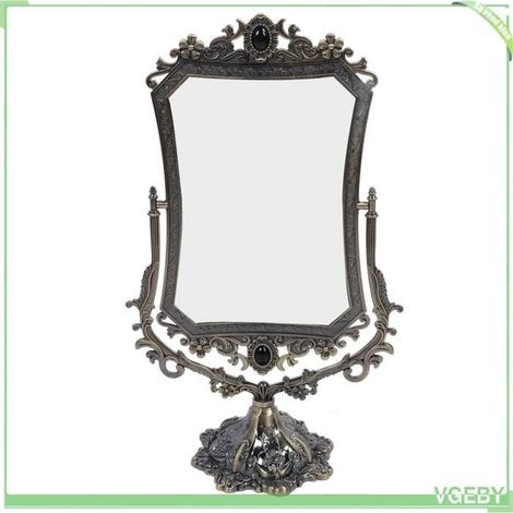 Miroir de maquillage vintage - FAFEICY - Bronze Antique - Rotatif 360° - Gaufrage floral - 38,3 x 22 cm (1/5)