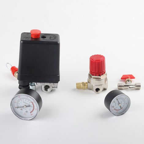 Valvola pressostatatrice per compressore d'aria, pressostato per compressore d'aria con manometro e regolatore. (1/3)