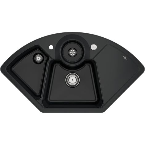 VB Eckspüle Solo Eck 1075x600mm Rechteck Pure Black