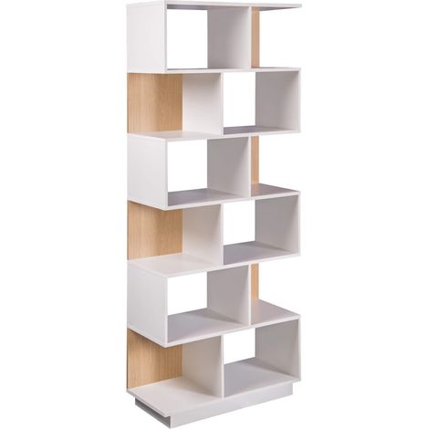 Libreria Rebecca Mobili Silene 180x70x29,5 Truciolato Bianco Marrone Chiaro Moderno