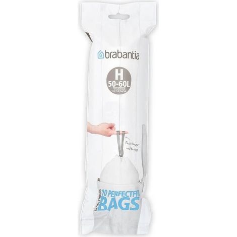rouleau de 10 sacs poubelle code h - 50/60 l - perfect fit - brabantia