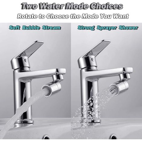 Aérateur de Robinet(Argent), 360° Pivotant Embout Robinet Cuisine, 2 Modes Mousseur Robinet Economie Eau, Brise jet Filtre Robinet Cuisine Salle De Bain lavabo