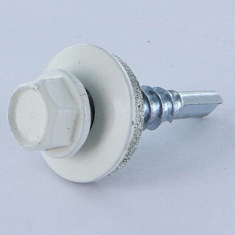 Vis autoperceuse Tête hexagonale TH 4.8X19 Rondelle d"étanchéite avec joint néoprene EPDM Acier zingué RAL9010-2000 pièces (1/5)