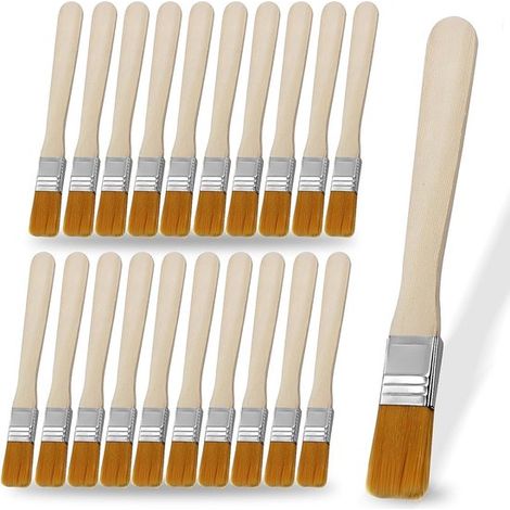 Set di 50 piccoli pennelli piatti con manico in legno, ideali per lavori artistici e decorativi fai da te.