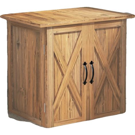 Abri de jardin, 77 x 55 x 72 cm, Bois de sapin, Portes doubles, Imperméable, Design rustique (1/5)