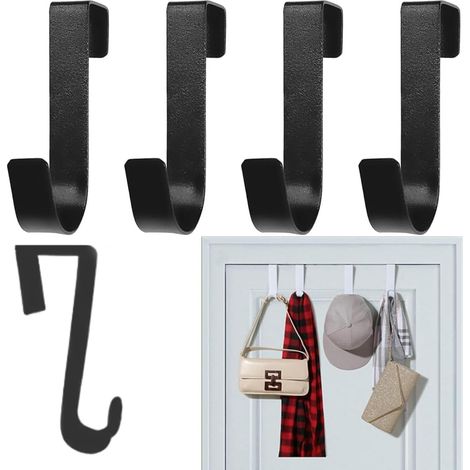 5 Türhaken, Haken für Schränke und Regale, Türhaken aus Edelstahl zum Aufhängen, für Wohnzimmer, Badezimmer, Küche, Handtücher, Kleidung, Hüte, Mäntel (Schwarz) (1/5)