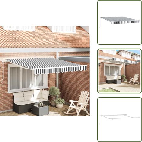 The Living Store Markise Manuell Anthrazit & Weiß 300x250 cm - Markise - Sonnenschutz - Gartendekoration - Outdoor Möbel - Aluminium Markise (1/5)