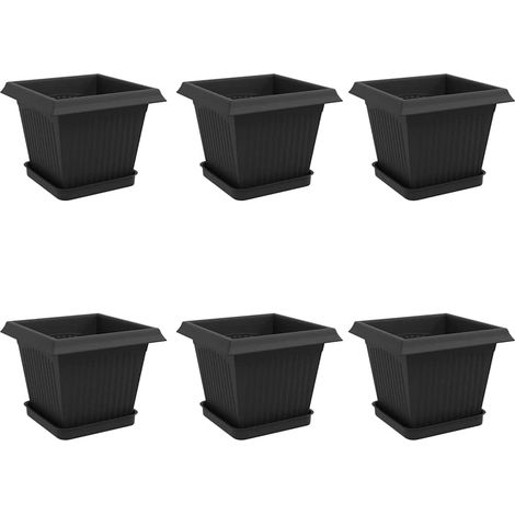 Maison Exclusive - Vasi per Piante 6 pcs Nero 20 x 20 x 16 cm Plastica